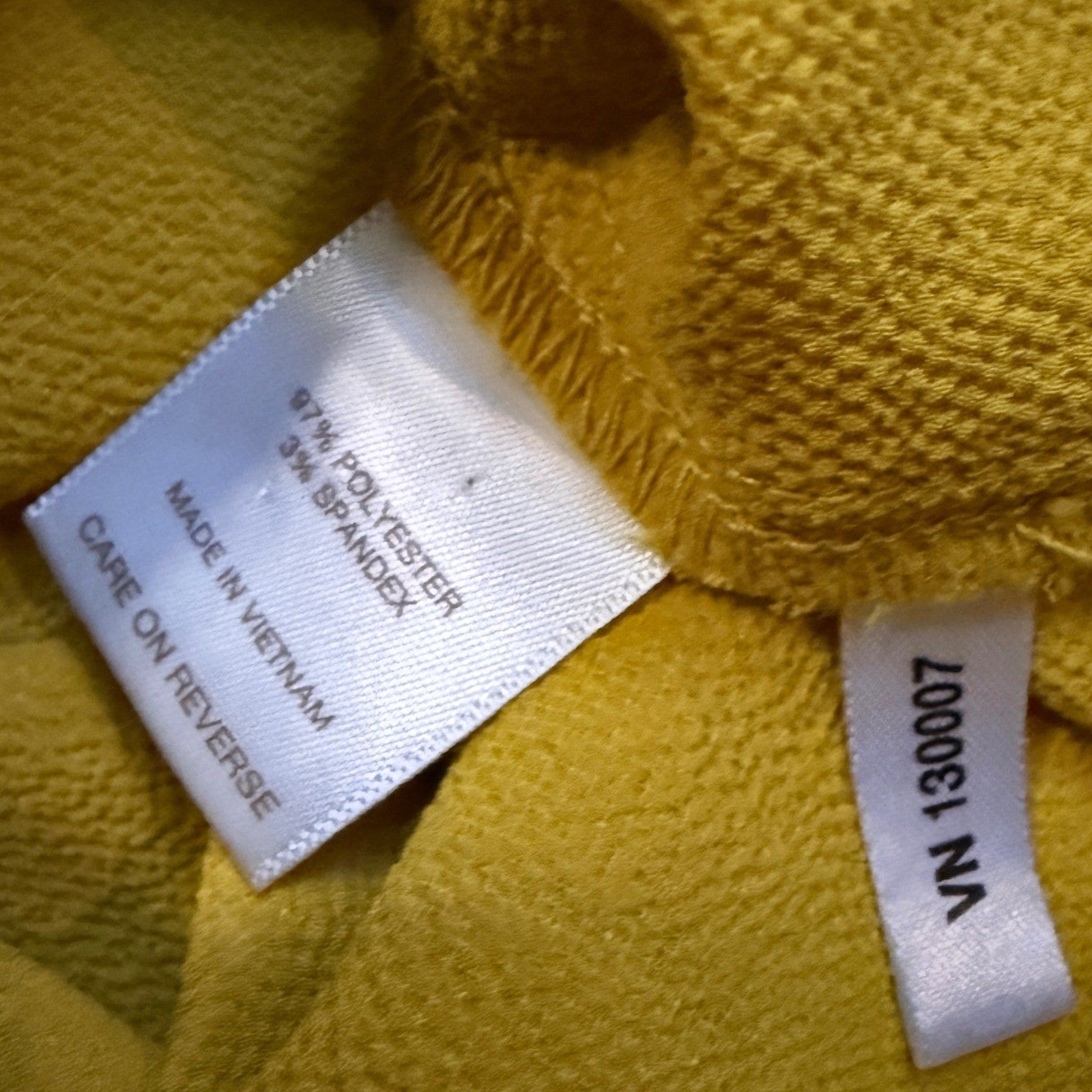 Eva Mendes NY&Co Mustard Yellow Pleated Puff Sleeve Blouse XS VN130007