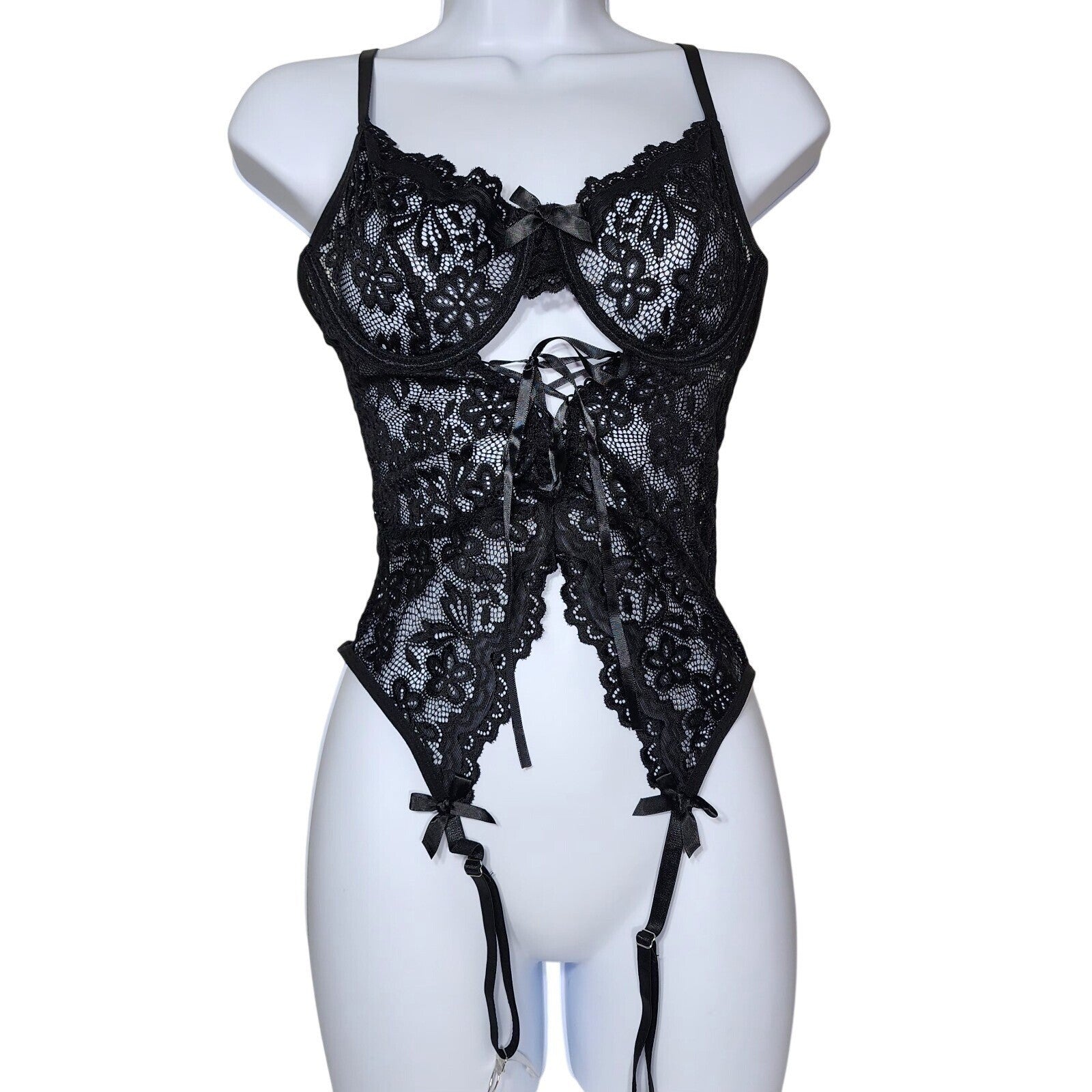 BNWOT Gorgeous black Underwired bodysuit top Lingerie size S teddy Babydoll