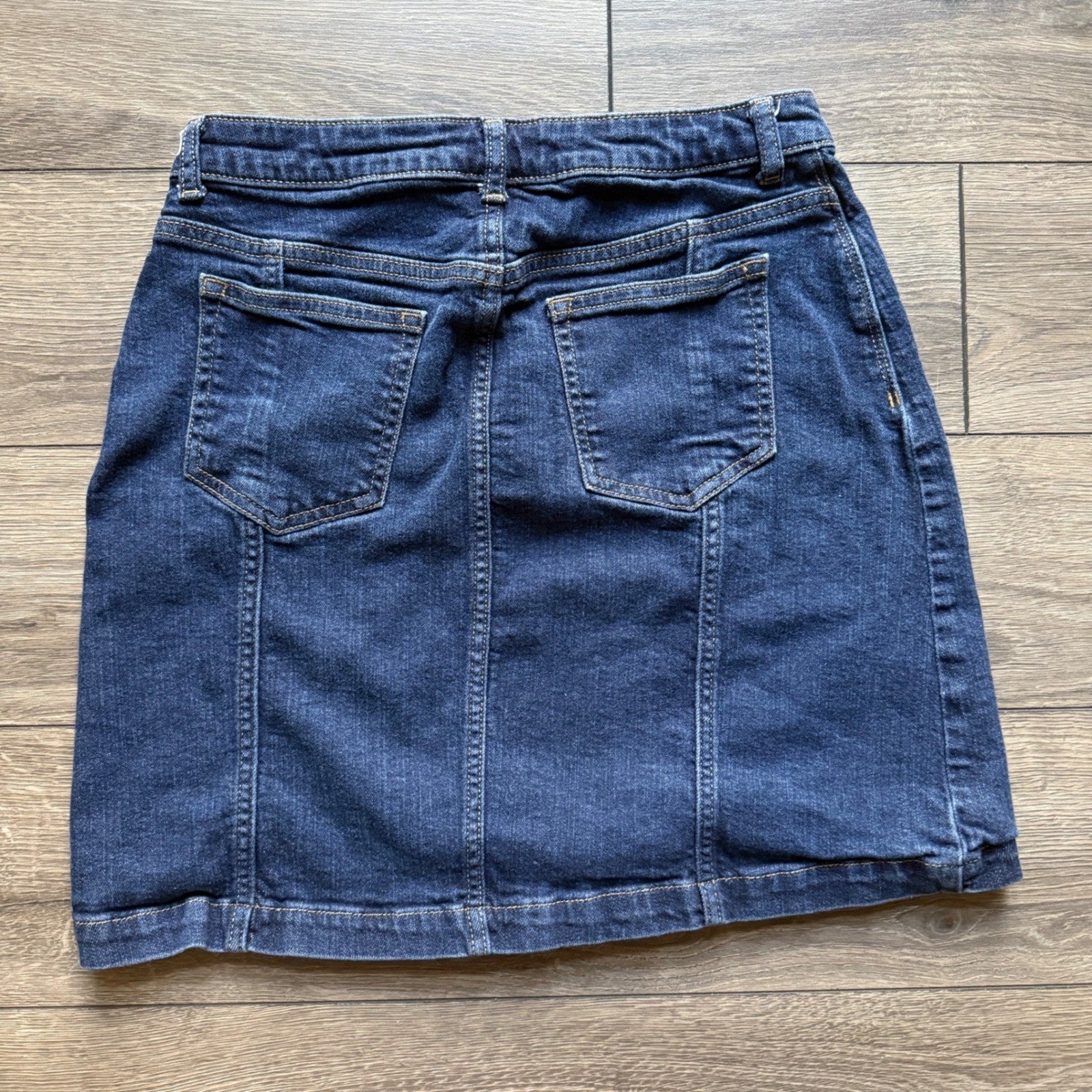 Banana Republic Dark Wash Denim Mini Skirt Button Fly Size 28/6 High Rise Seamed