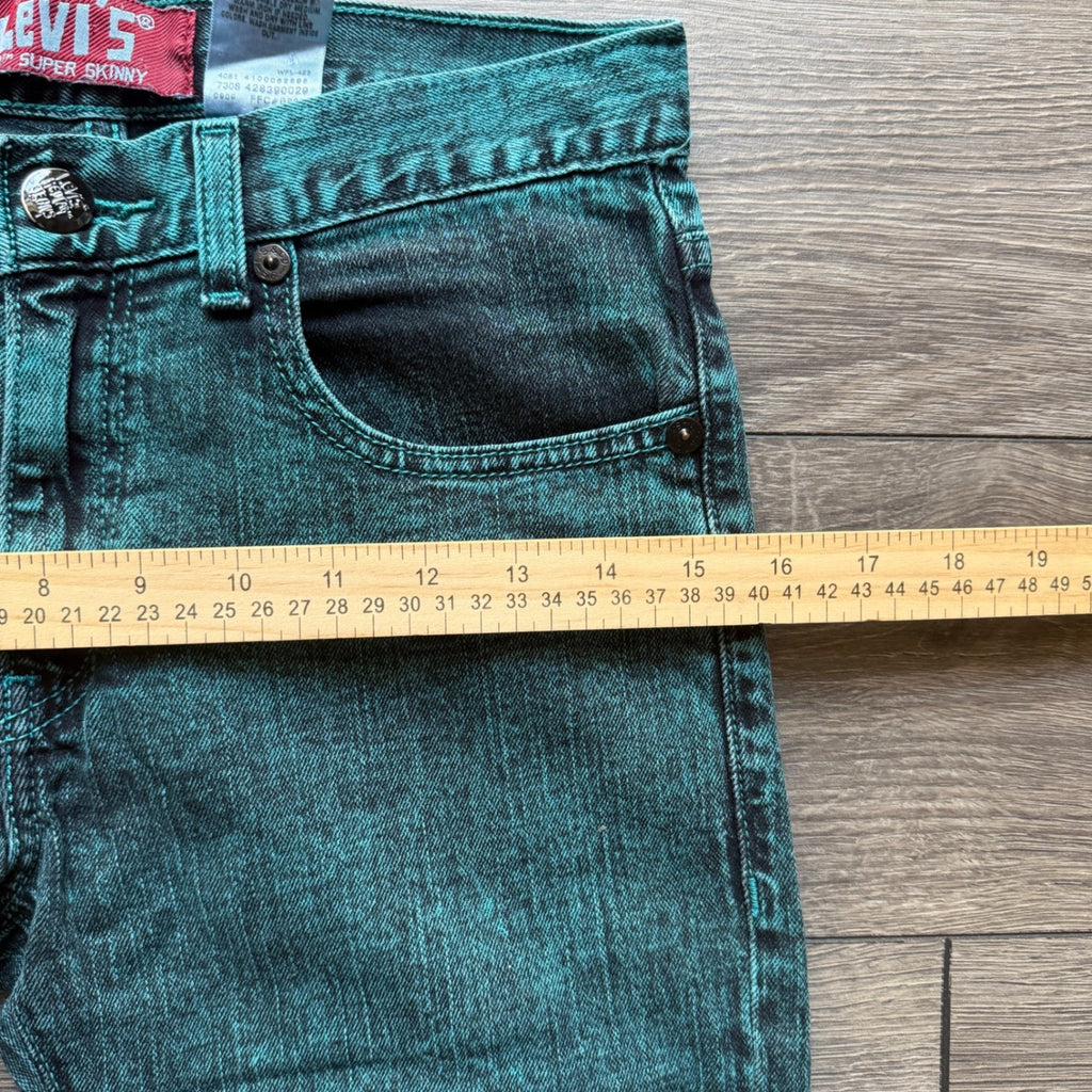Levi's 510 Super Skinny Jeans Teal Acid Wash Boys Youth Size 16 28x28