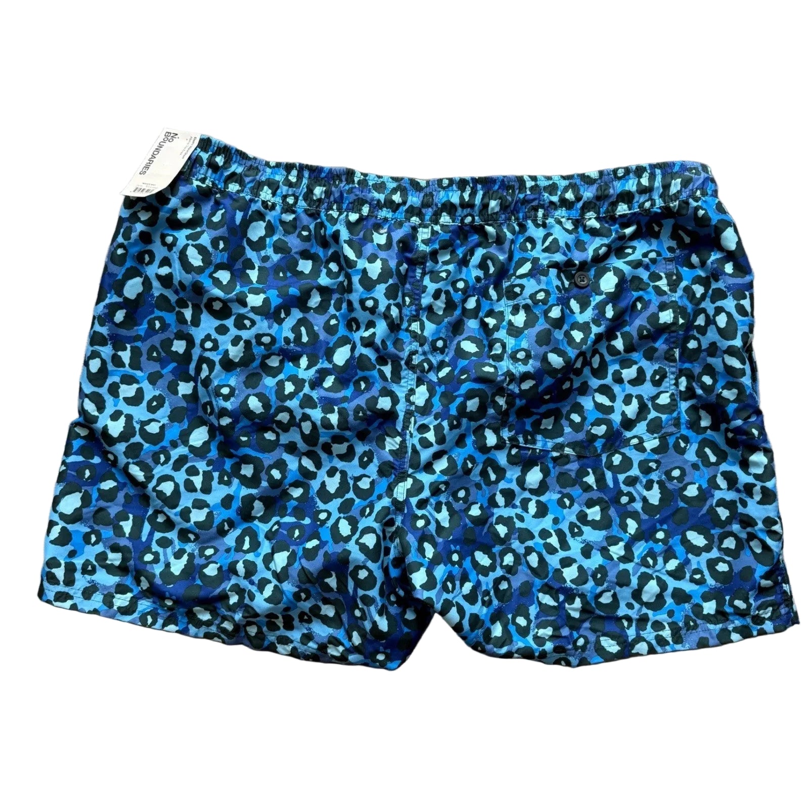 No Boundaries Mens Blue Leopard Print Swim Trunks 2XL 44-46 Quick Dry UPF 50+