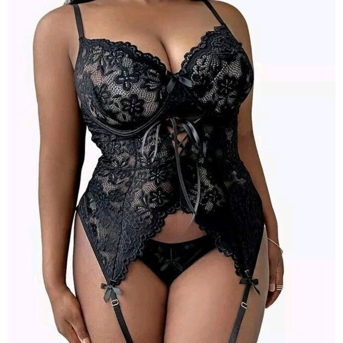 BNWOT Gorgeous black Underwired bodysuit top Lingerie size S teddy Babydoll