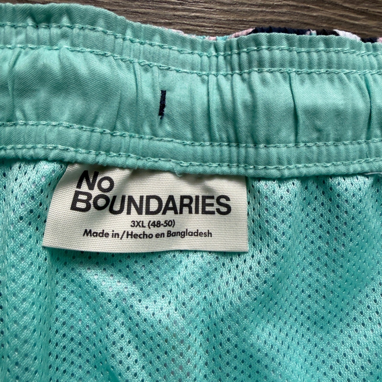 NWT No Boundaries Mens Panda UPF 50+ Swim Trunks Navy Blue 3XL 6in Inseam NEW