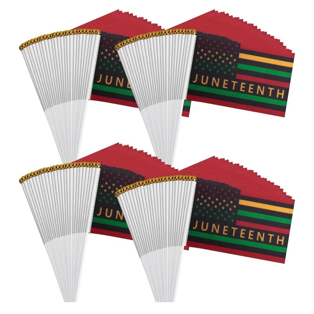 60pc Juneteenth Flag Set 5 Packs of 12 with Table Stands Pan-African Decor Bulk
