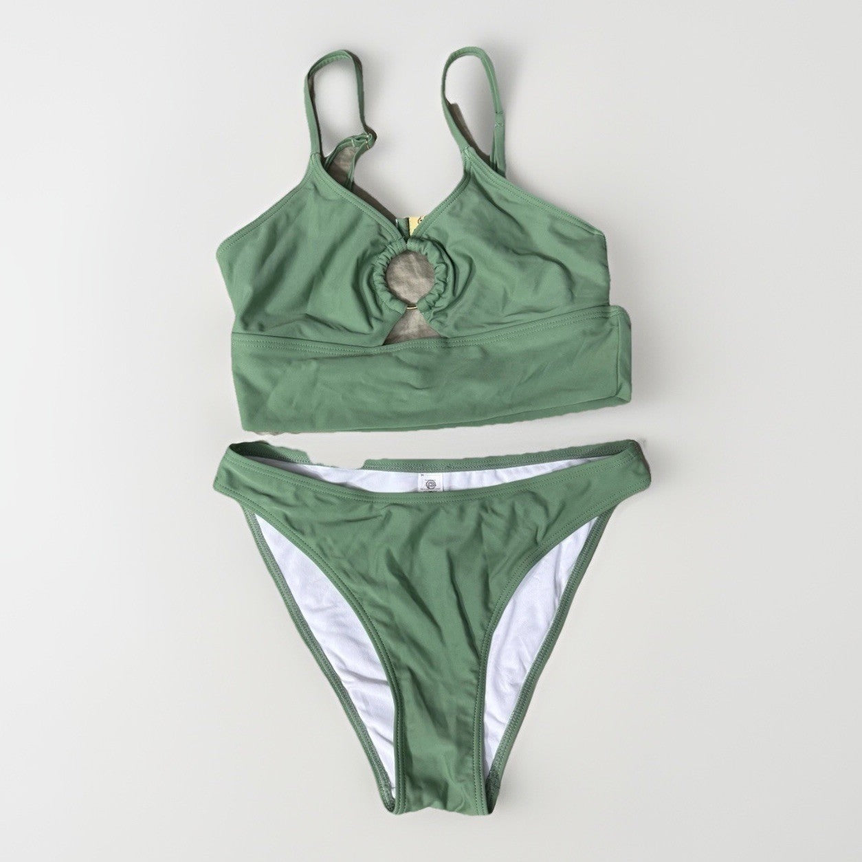 NWT Charmo Sage Green O-Ring Cutout Bikini Set Medium UPF 50+ Swimsuit 2 Piece