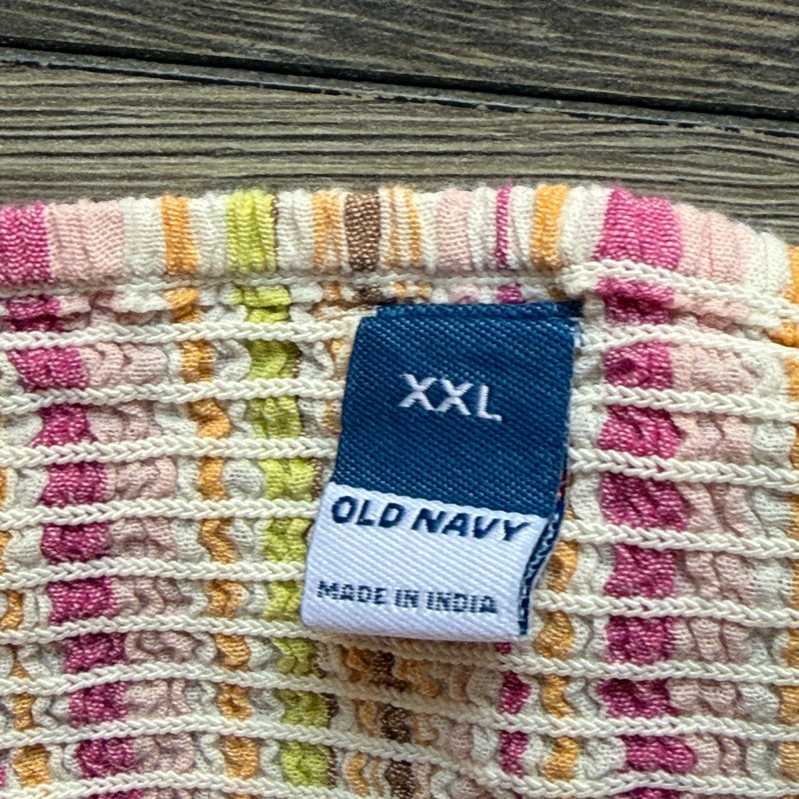 Old Navy XXL Pink Yellow Striped Halter Midi Sundress Smocked Cotton Lined 1166