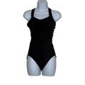 Black Floral Mesh Halter Neck One Piece Swimsuit Women's Size L