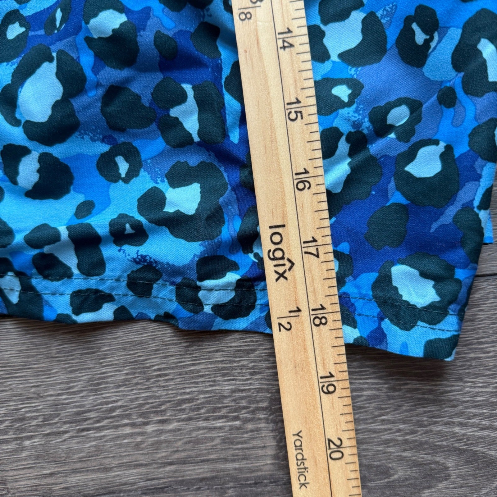 No Boundaries Mens Blue Leopard Print Swim Trunks 2XL 44-46 Quick Dry UPF 50+