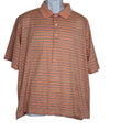 Fairway & Greene Men's XL Coral Striped Golf Polo Shirt 100% Cotton