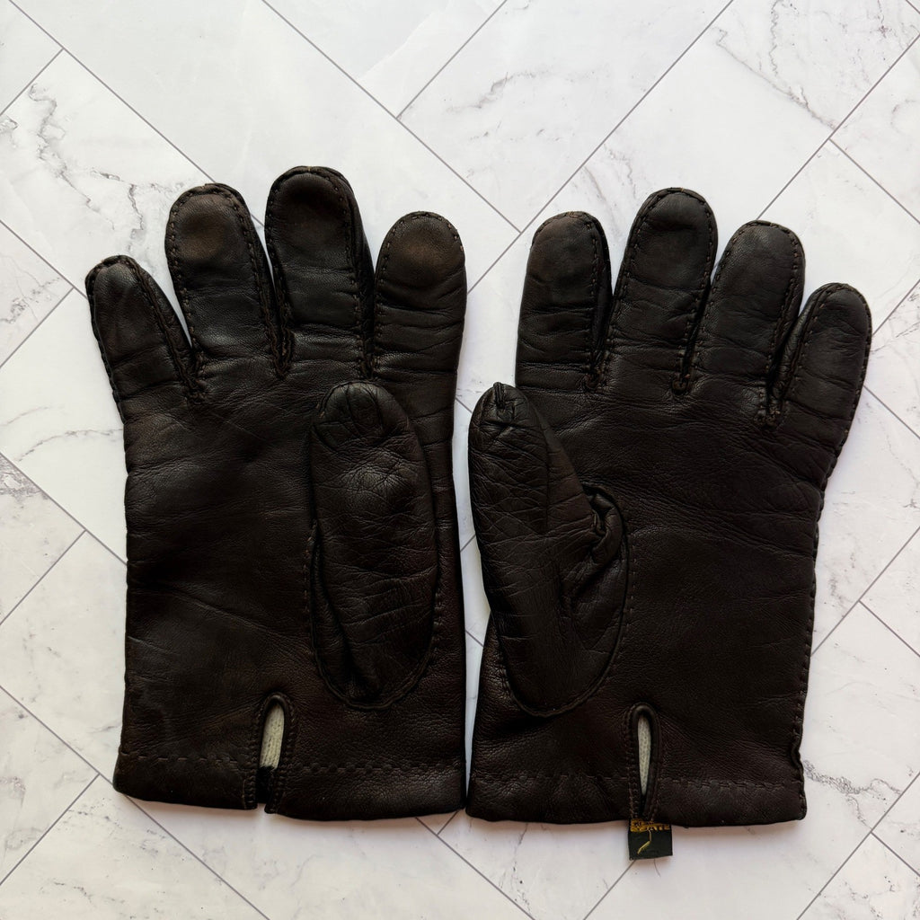 1940s Julius Garfinckel & Co Vintage Mens Leather Gloves Brown Size 10