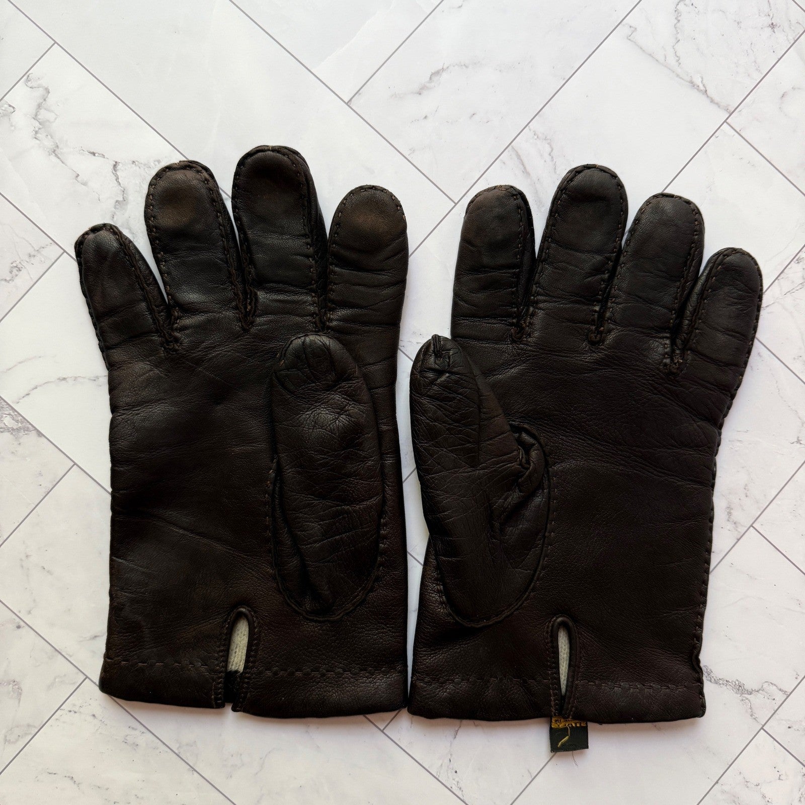1940s Julius Garfinckel & Co Vintage Mens Leather Gloves Brown Size 10