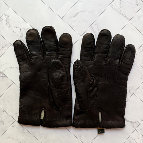1940s Julius Garfinckel & Co Vintage Mens Leather Gloves Brown Size 10