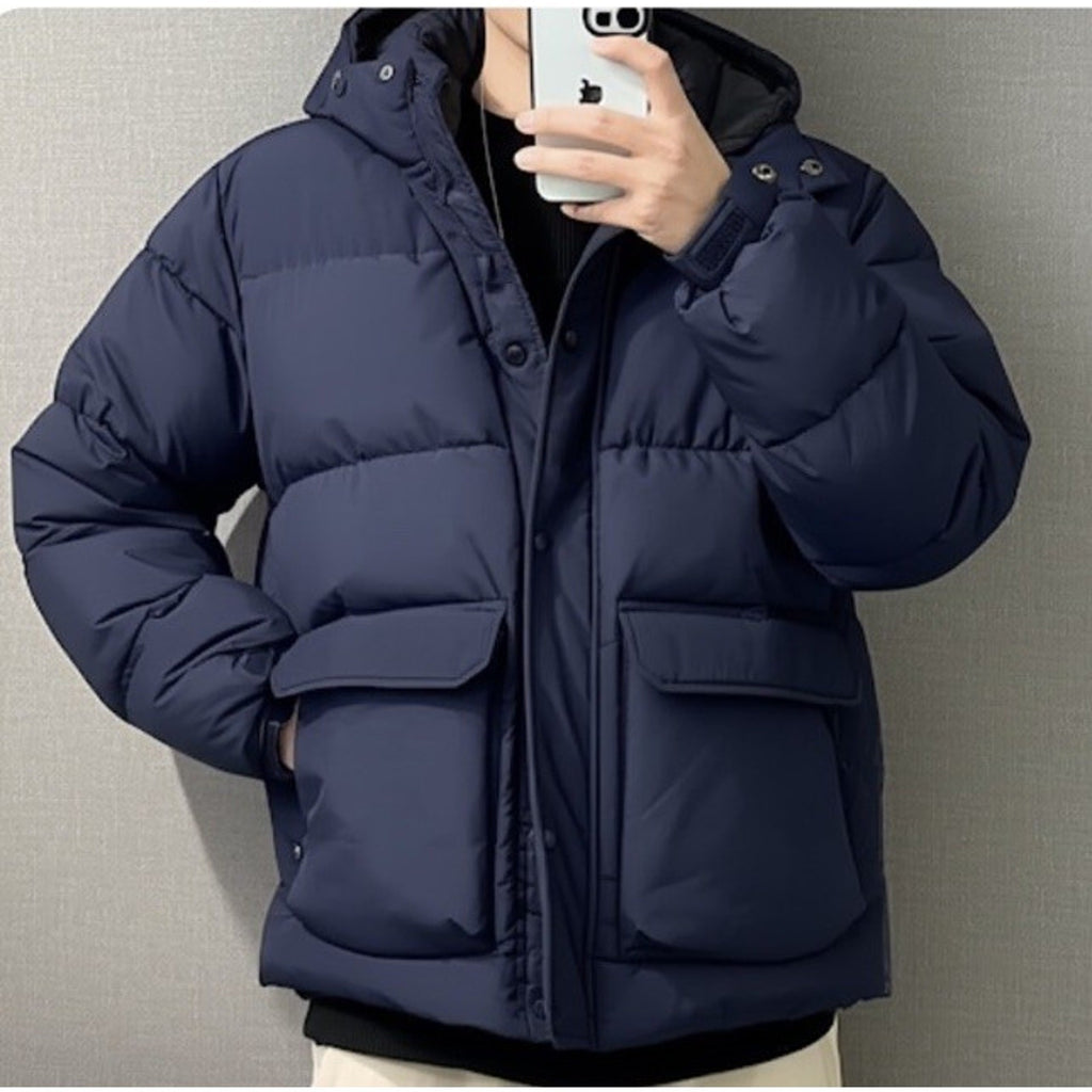 NWT Swiss Tech Mens Navy Blue Puffer Jacket Performance Gear Hooded Parka small