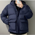 NWT Swiss Tech Mens Navy Blue Puffer Jacket Performance Gear Hooded Parka small