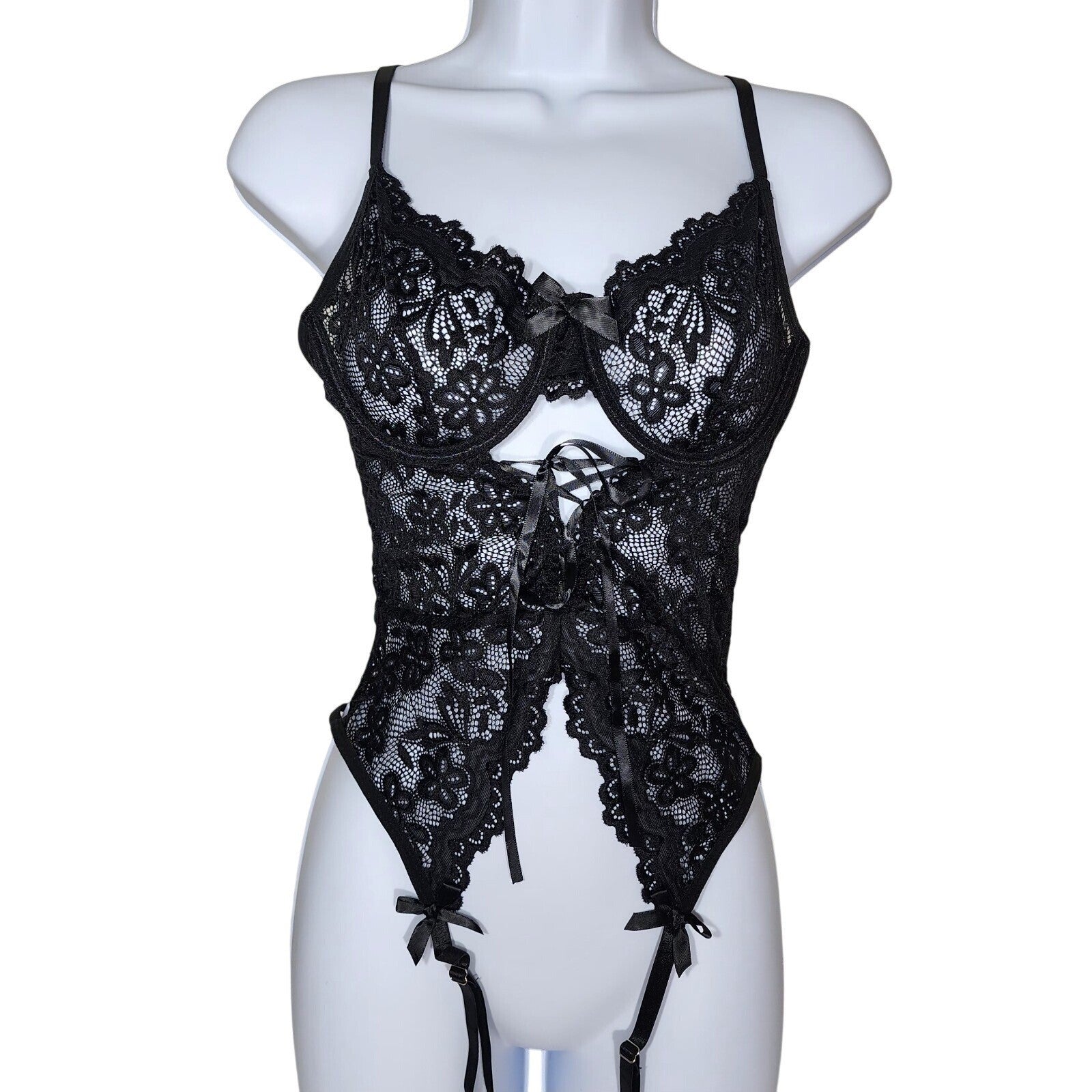 BNWOT Gorgeous black Underwired bodysuit top Lingerie size S teddy Babydoll