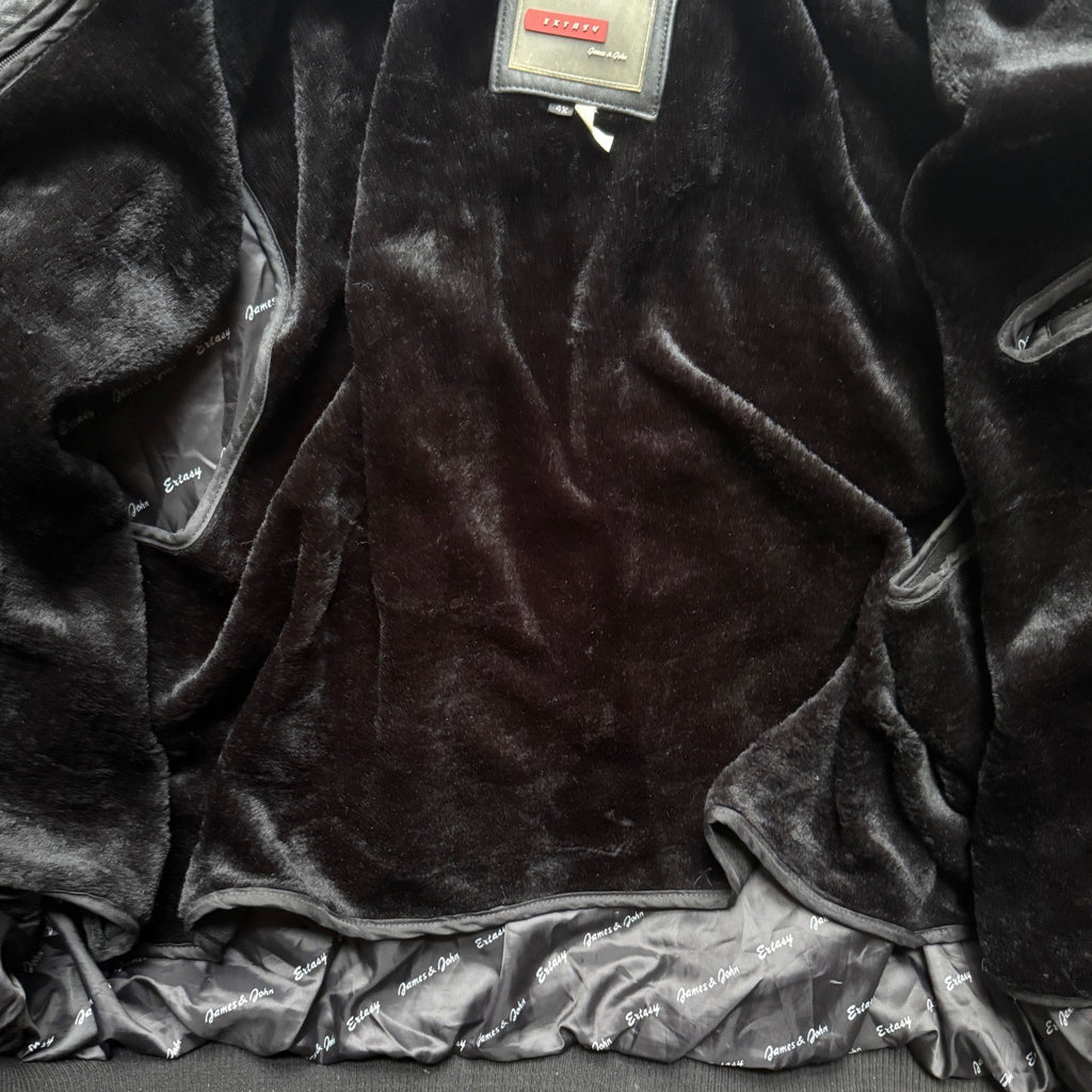 Extasy James & John Leather Bomber Jacket 4XL Tiger Eagle Embroidered RARE Vtg