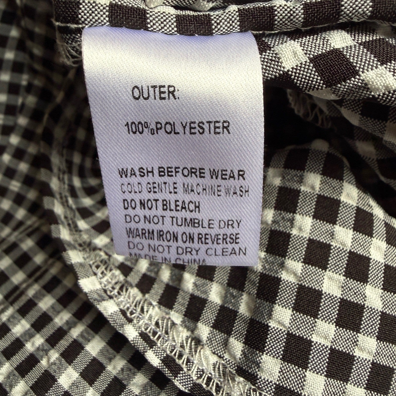 Atmos&Here Gingham Smocked Mini Dress Black White Square Neck Puff Sleeve