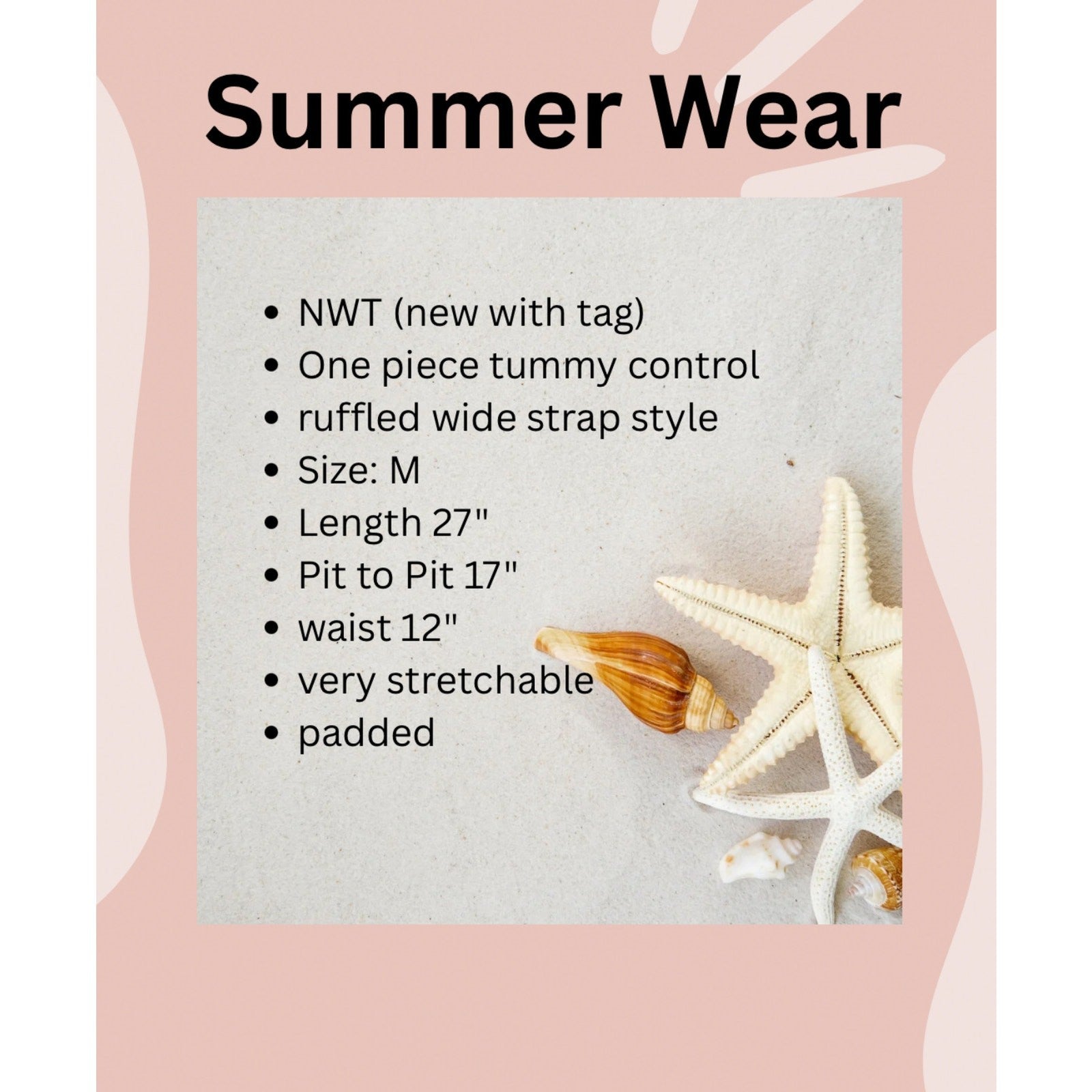 Nwt Medium Black Ruffled One-piece Swimsuit
