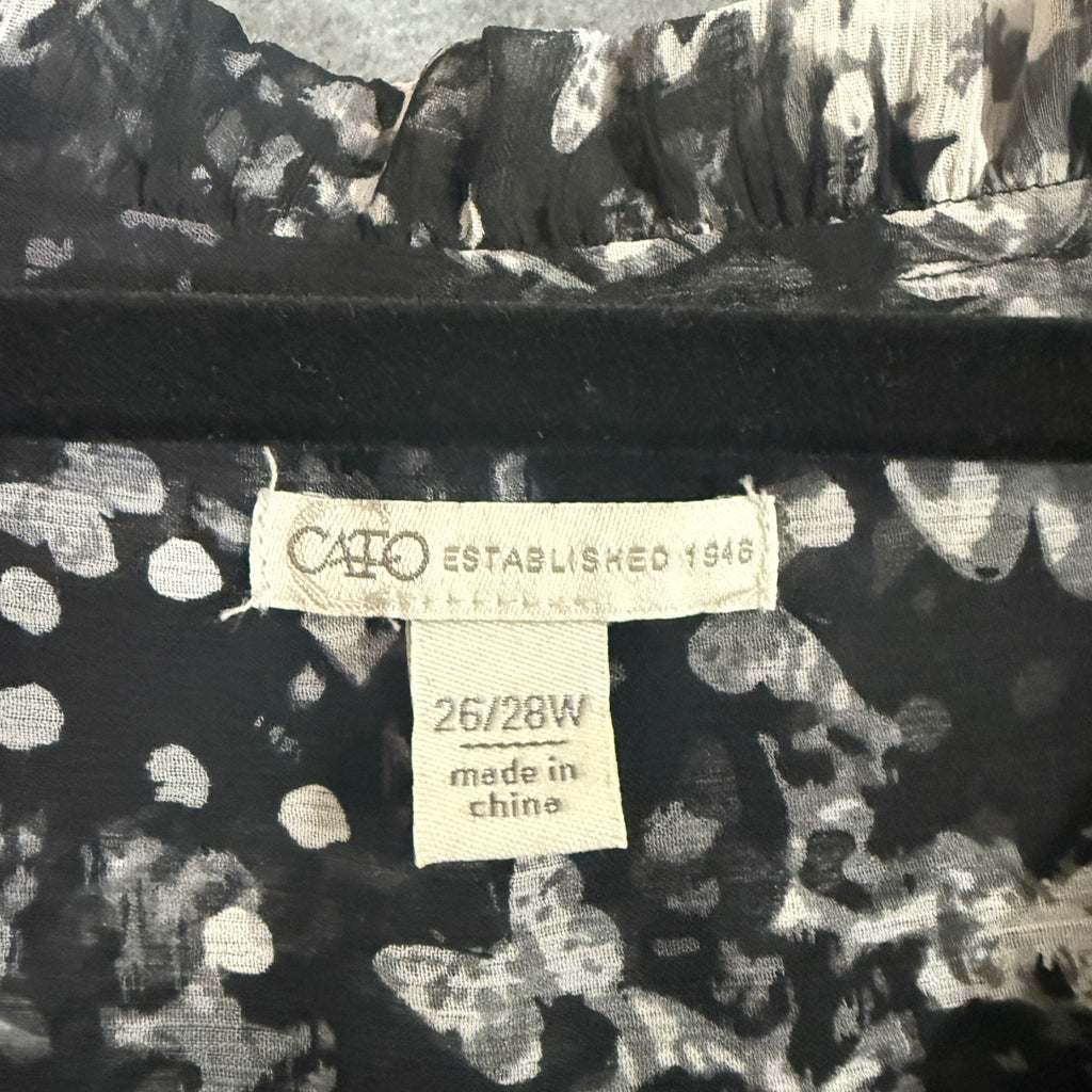 Cato Plus Size Black Butterfly Print Tiered Ruffle Dress 26 28W