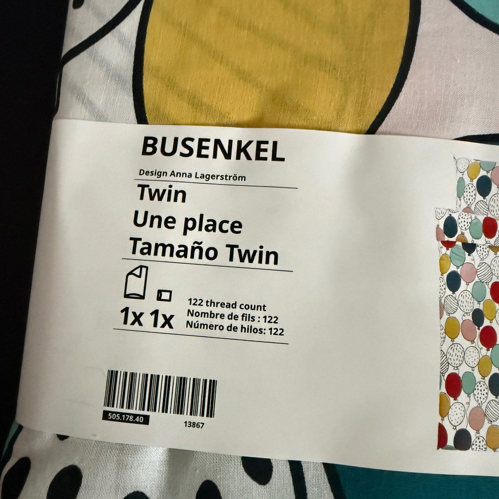 BNWT IKEA Busenkel Twin Duvet Cover Set Balloon Print Anna Lagerstrom 505.178.40