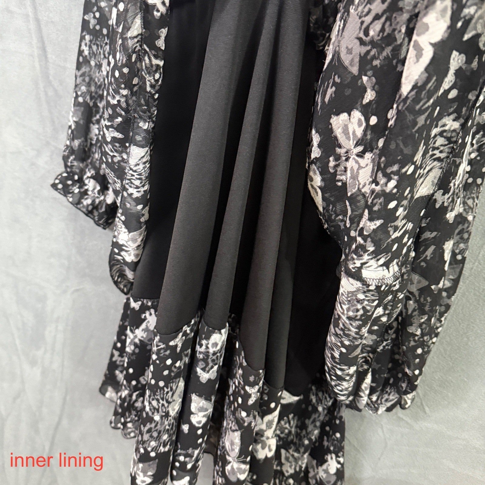 Cato Plus Size Black Butterfly Print Tiered Ruffle Dress 26 28W