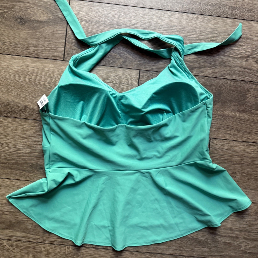 BNWT Old Navy Women 2X Teal Green Peplum Halter Tankini Swim Top NWT 660892-01-1