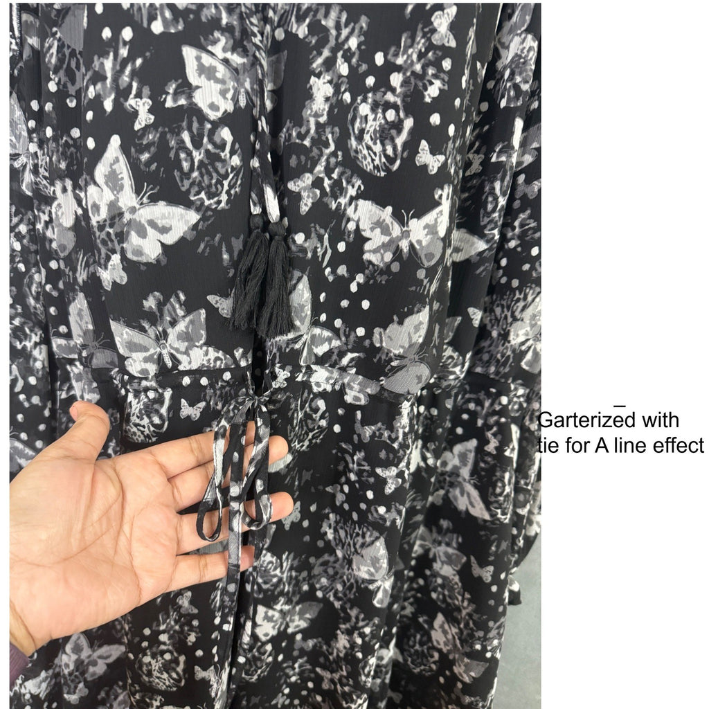 Cato Plus Size Black Butterfly Print Tiered Ruffle Dress 26 28W
