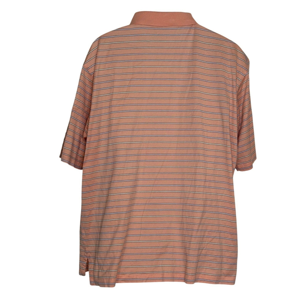 Fairway & Greene Men's XL Coral Striped Golf Polo Shirt 100% Cotton