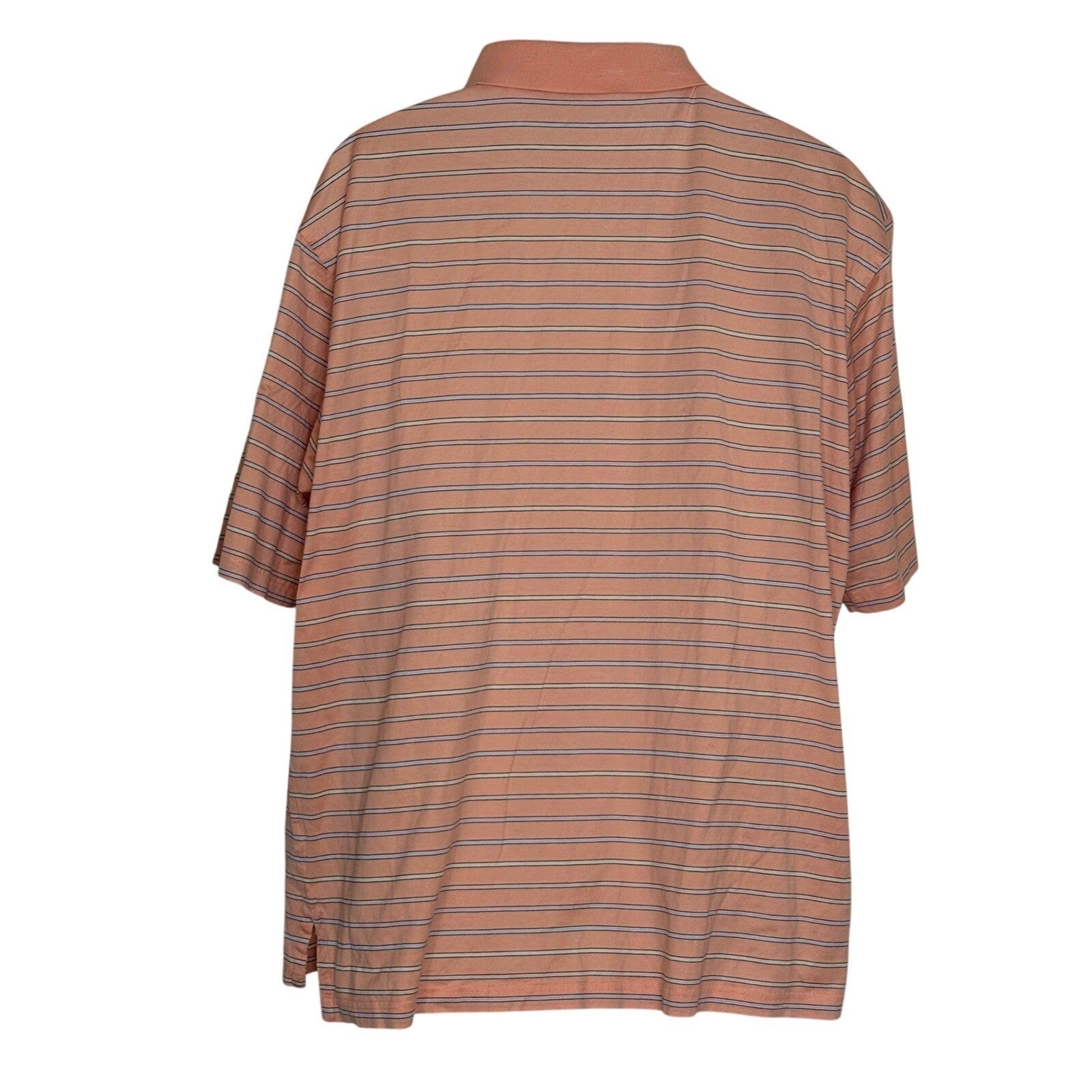 Fairway & Greene Men's XL Coral Striped Golf Polo Shirt 100% Cotton