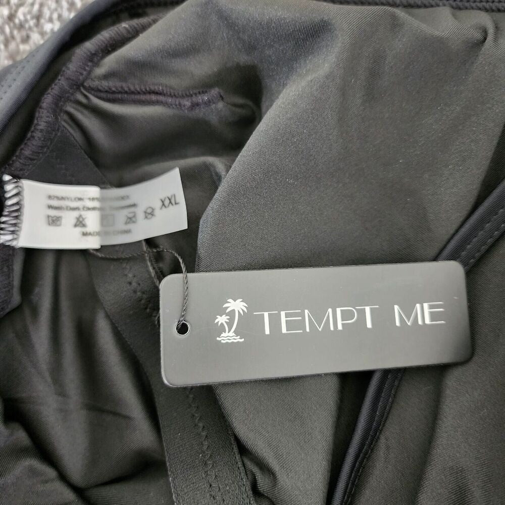 NWT Tempt Me Black One Piece Swimsuit Tummy Control Padded Size XXL
