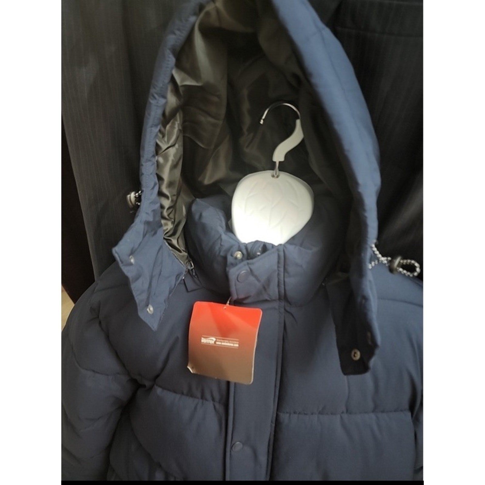 NWT Swiss Tech Mens Navy Blue Puffer Jacket Performance Gear Hooded Parka small