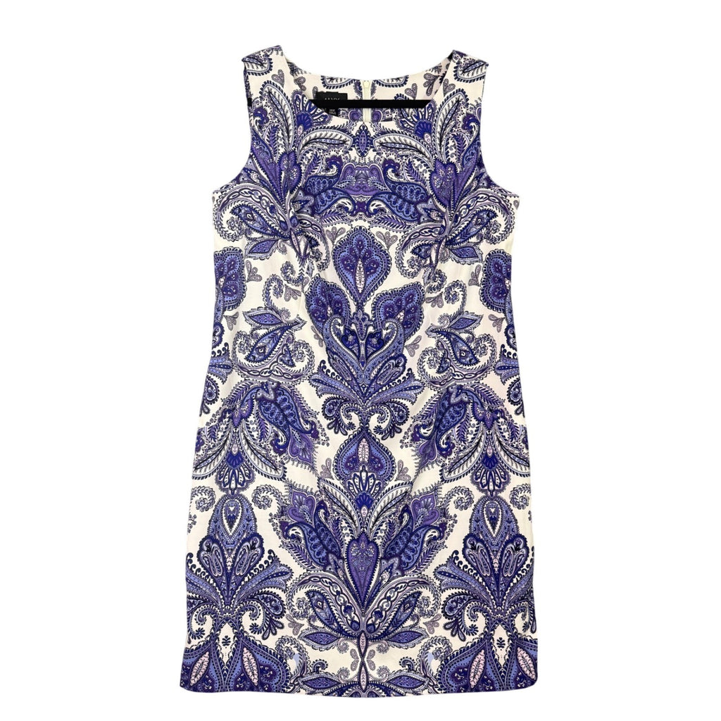 ALYX Women's 14W Paisley Print Sleeveless Sheath Dress Blue White