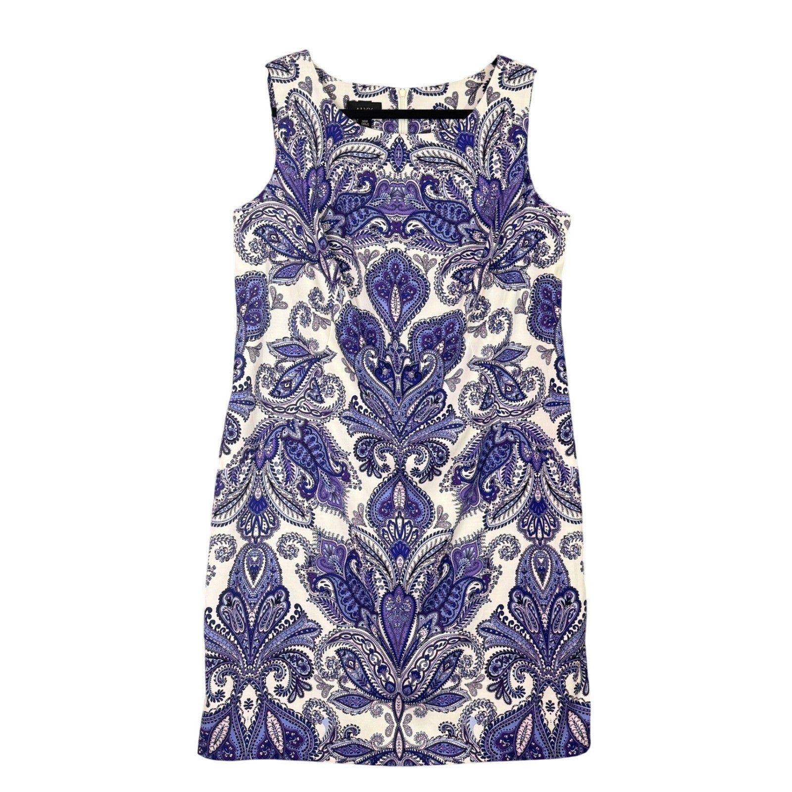 ALYX Women's 14W Paisley Print Sleeveless Sheath Dress Blue White