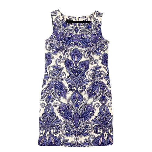 ALYX Women's 14W Paisley Print Sleeveless Sheath Dress Blue White