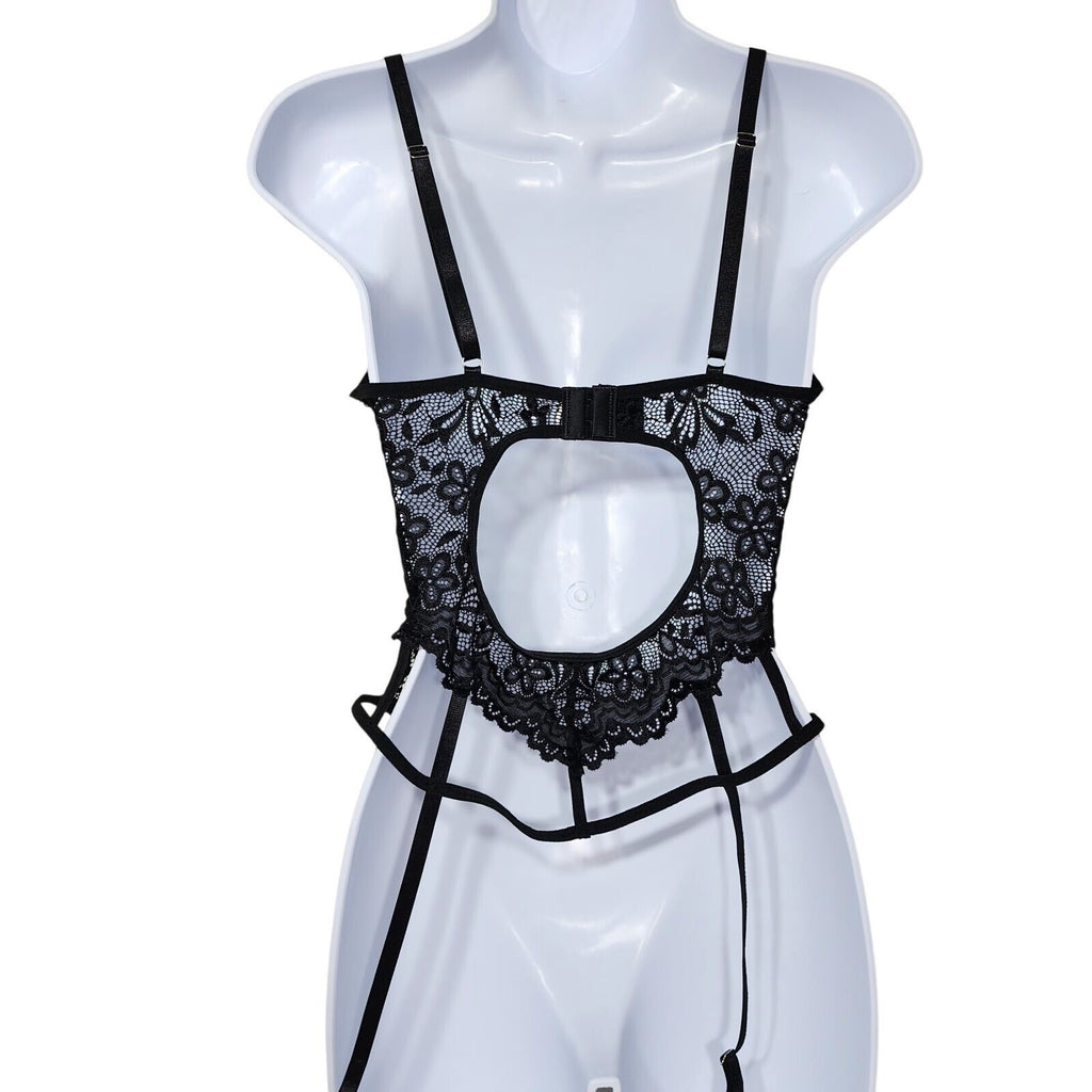 BNWOT Gorgeous black Underwired bodysuit top Lingerie size S teddy Babydoll