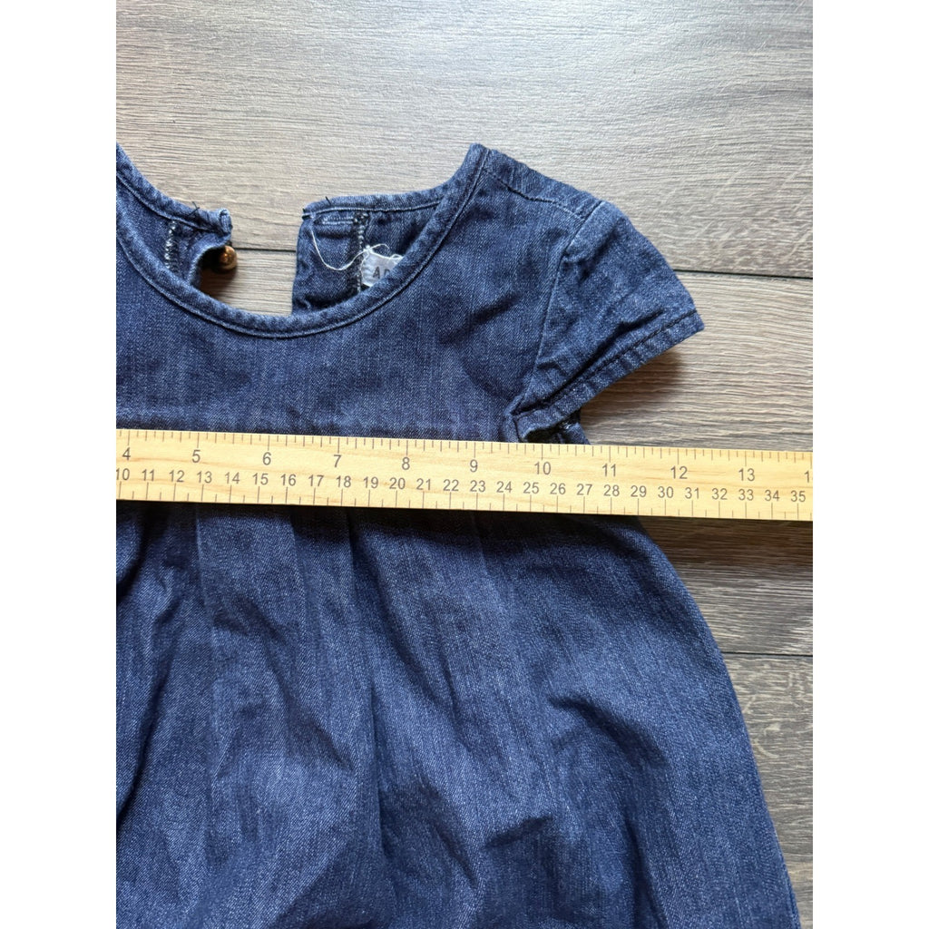 Artisan NY Kids Girls Blue Denim Floral Embroidered Short Sleeve Dress Size 2T