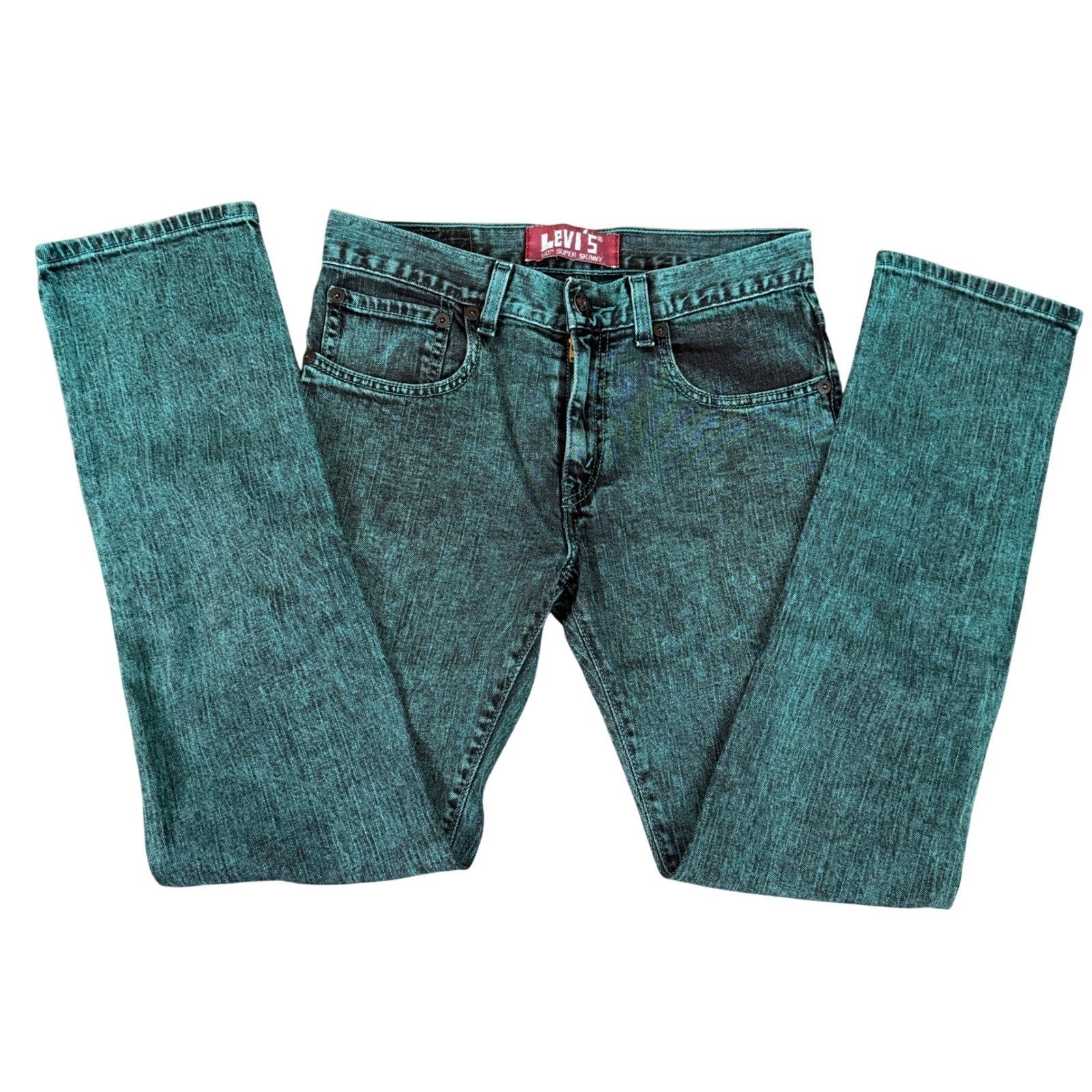 Levi's 510 Super Skinny Jeans Teal Acid Wash Boys Youth Size 16 28x28