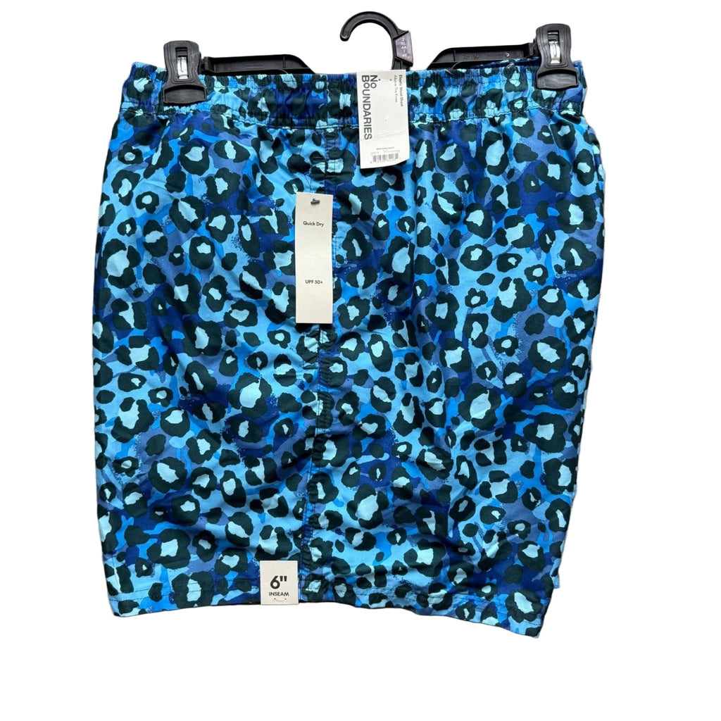 No Boundaries Mens Blue Leopard Print Swim Trunks 2XL 44-46 Quick Dry UPF 50+
