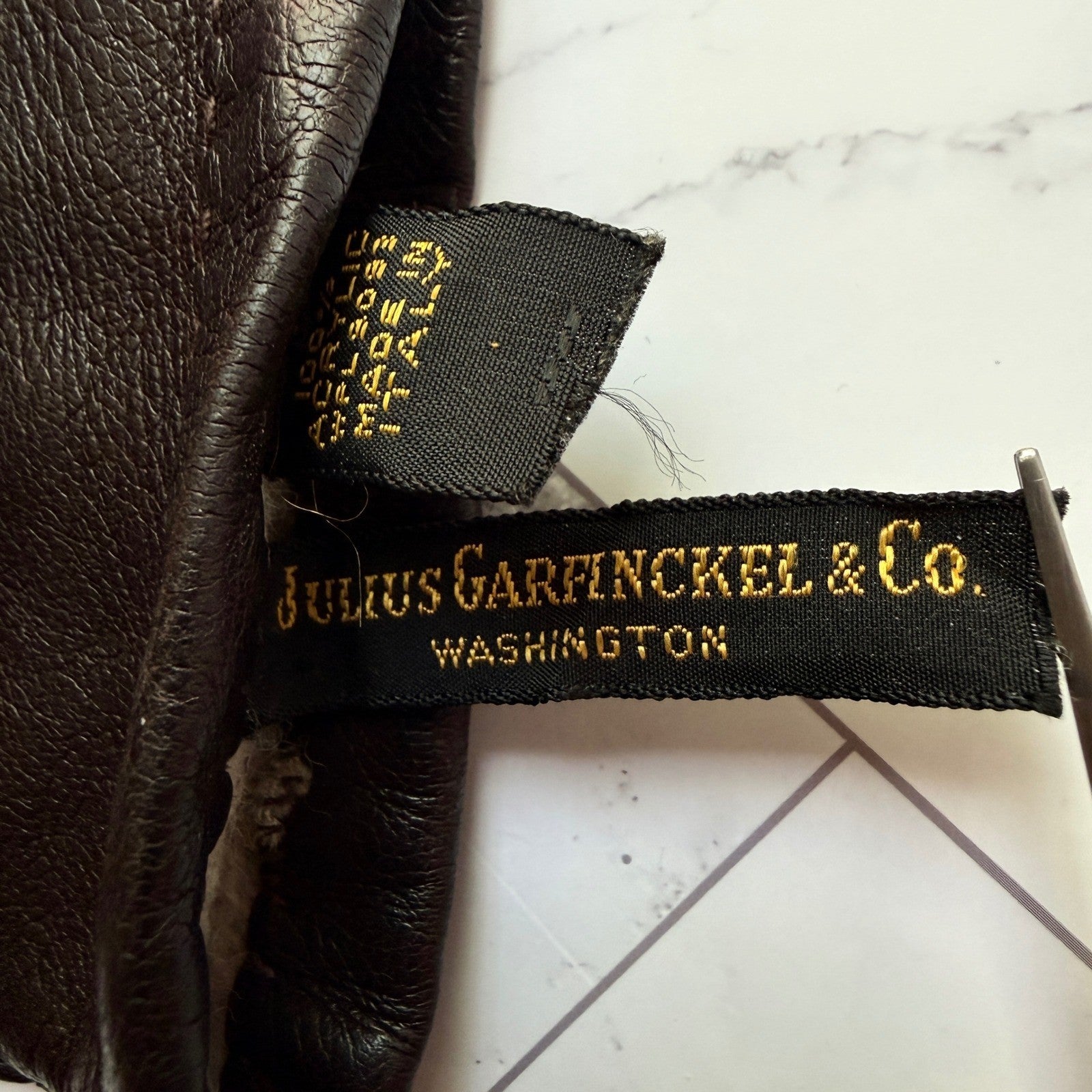 1940s Julius Garfinckel & Co Vintage Mens Leather Gloves Brown Size 10