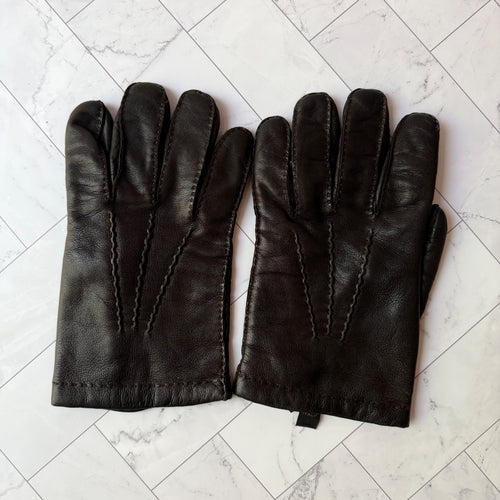 1940s Julius Garfinckel & Co Vintage Mens Leather Gloves Brown Size 10
