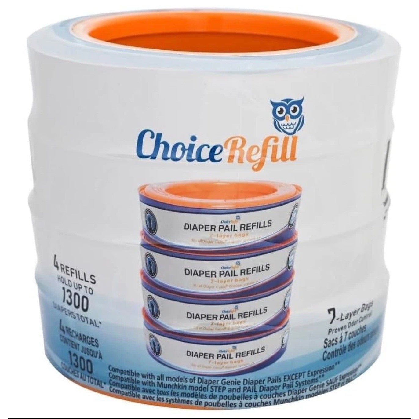 ChoiceRefill 4 Pack Diaper Pail Refills 7-Layer for Diaper Genie pail