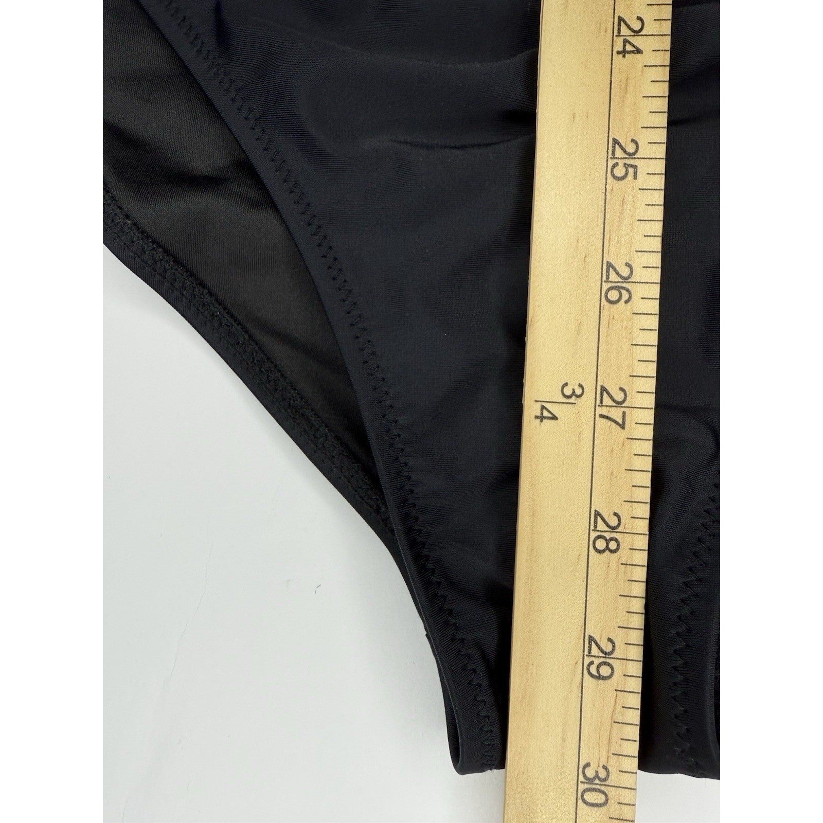 NWOT Womens Black One Piece Swimsuit Ruffle V Neck Ruched Tummy Control