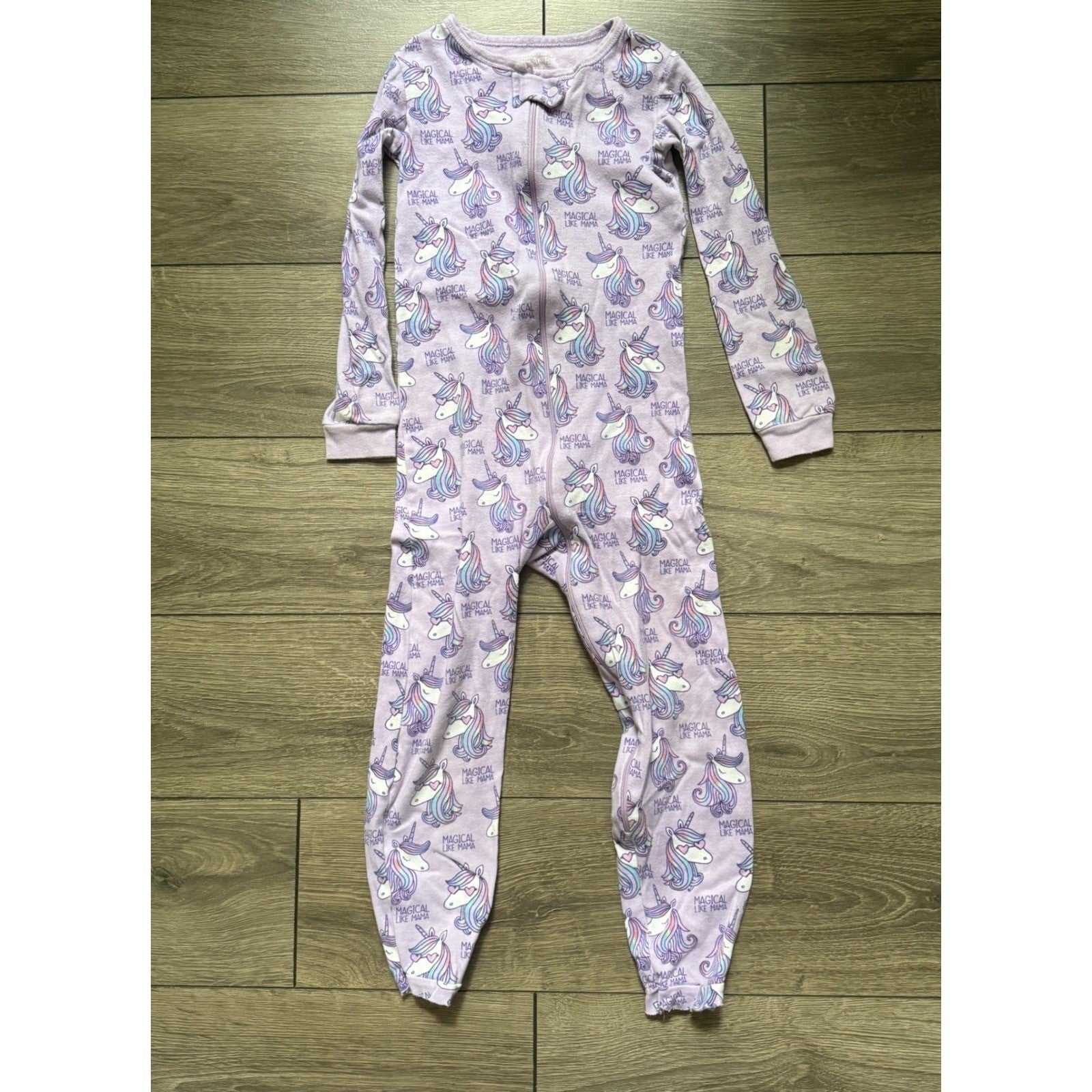 Lot of 3 Carters Childrens Place Girls Pajamas 5T Llama Unicorn Rainbow Sleepers