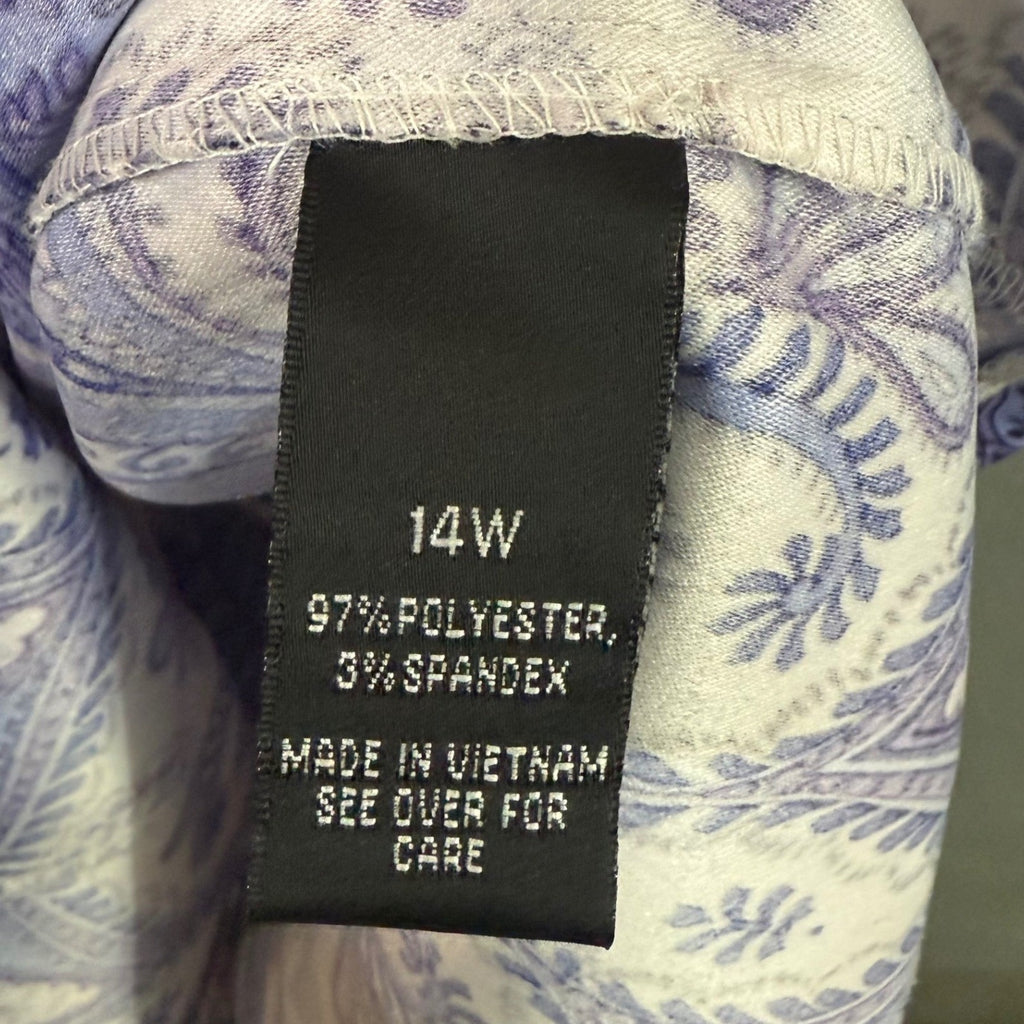 ALYX Women's 14W Paisley Print Sleeveless Sheath Dress Blue White