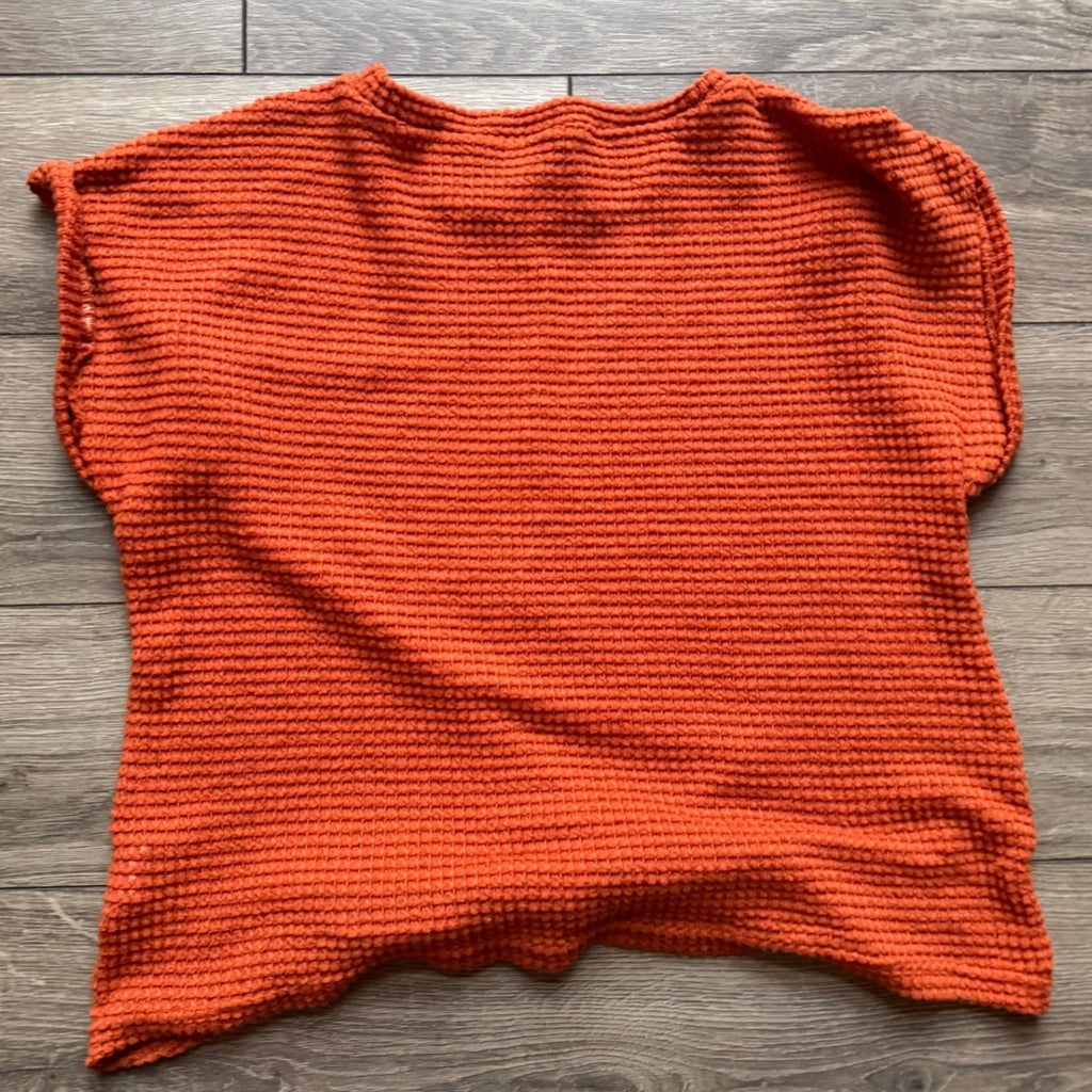 Emery Rose Burnt Orange Twist Front Waffle Knit Cap Sleeve Top Rust Large