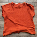 Emery Rose Burnt Orange Twist Front Waffle Knit Cap Sleeve Top Rust Large
