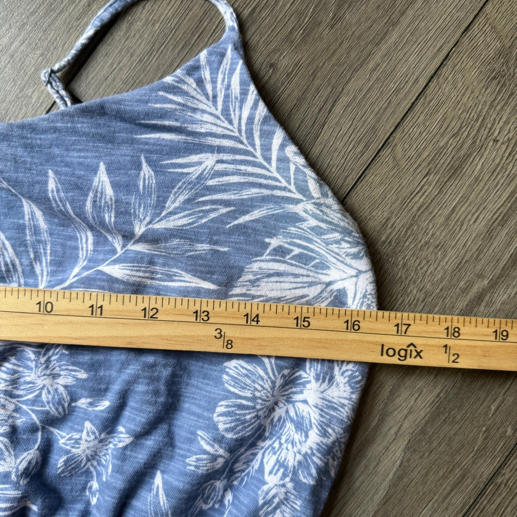 Old Navy Blue Tropical Floral Cami Mini Dress Womens Medium Elastic Waist Summer