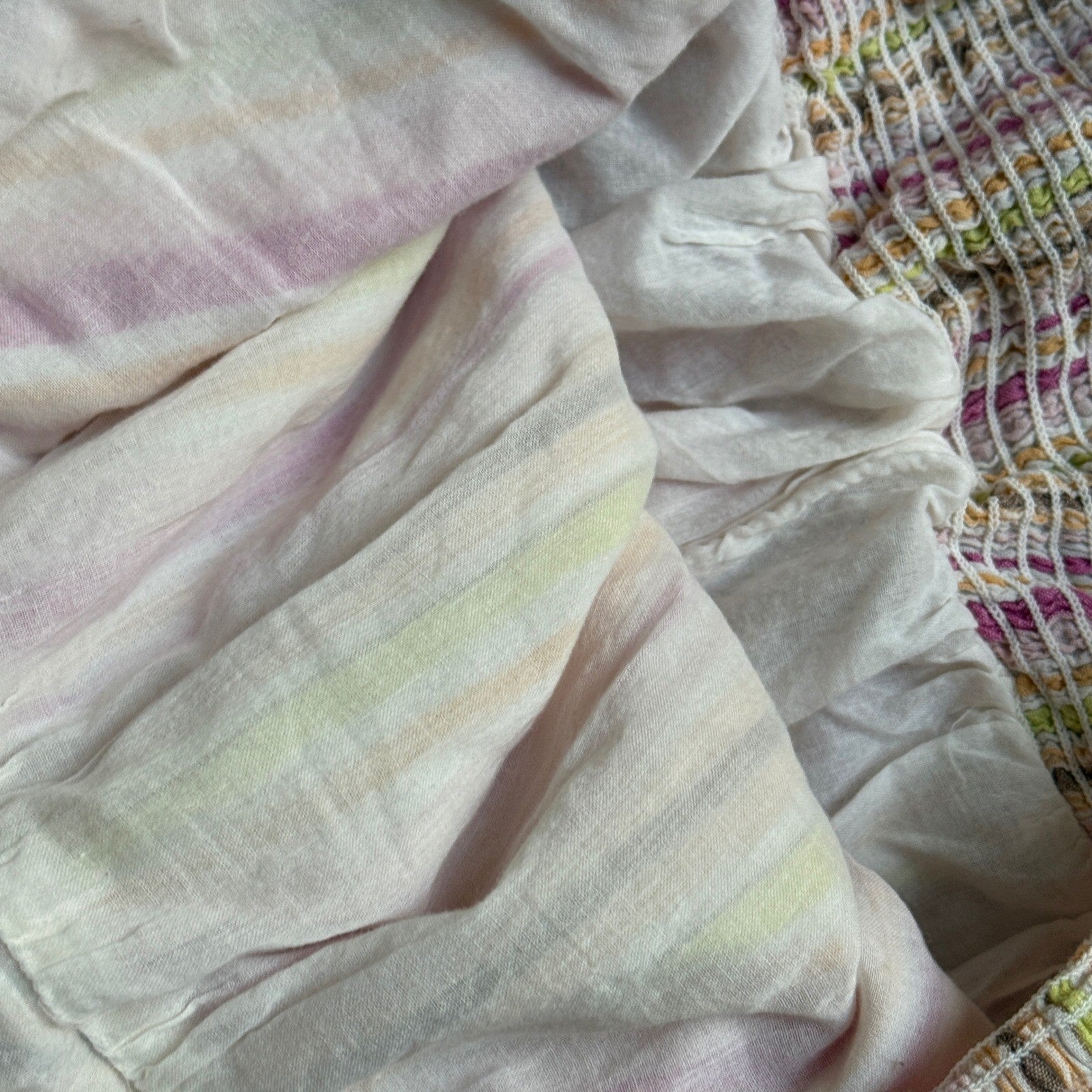 Old Navy XXL Pink Yellow Striped Halter Midi Sundress Smocked Cotton Lined 1166