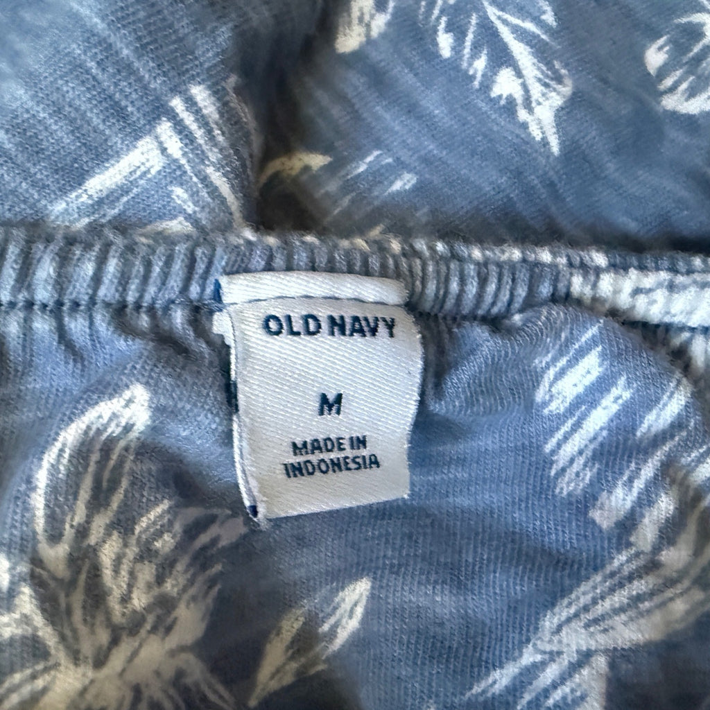 Old Navy Blue Tropical Floral Cami Mini Dress Womens Medium Elastic Waist Summer