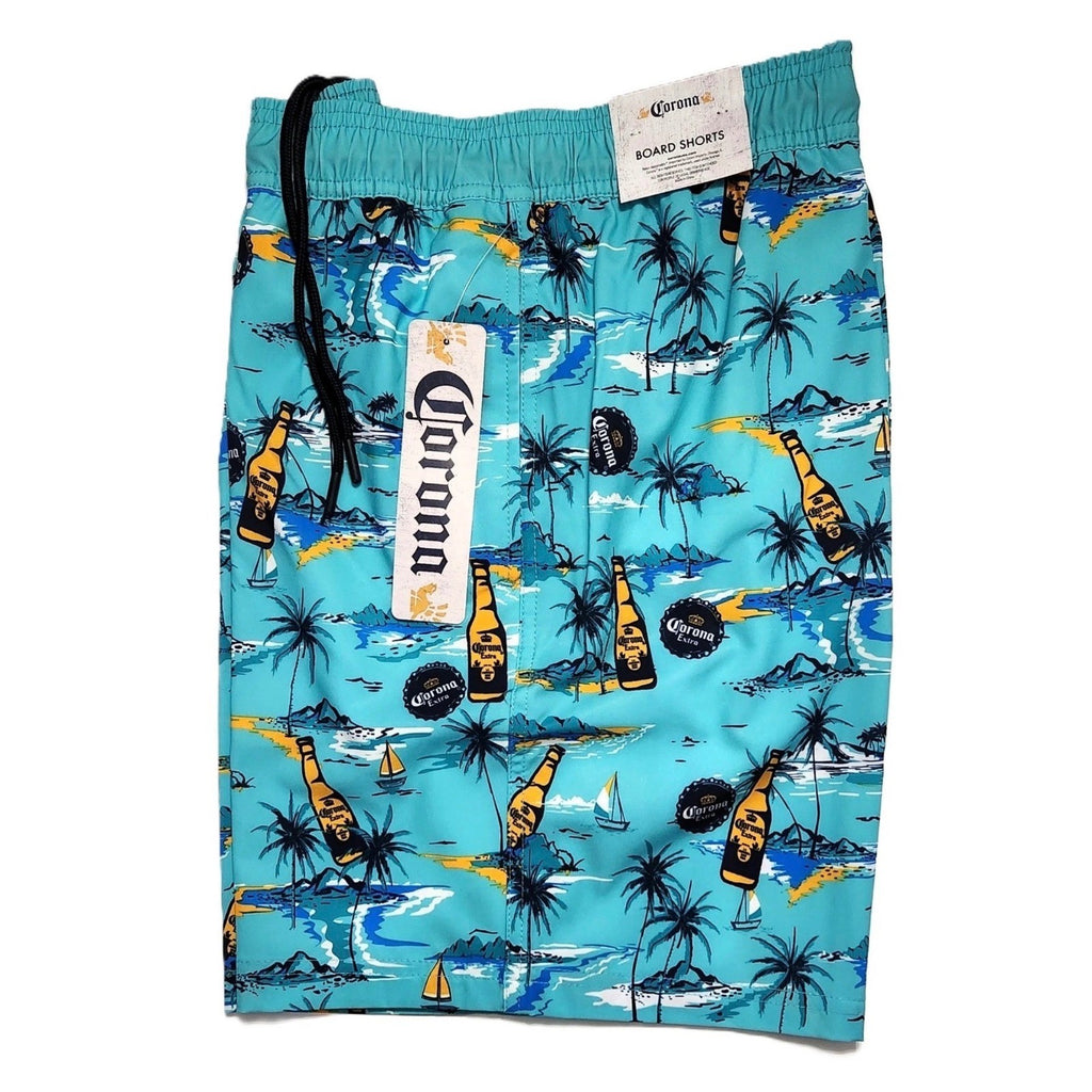 Corona Extra Mens 3XL Board Shorts Tropical Beer Bottle Swim Trunks NWT